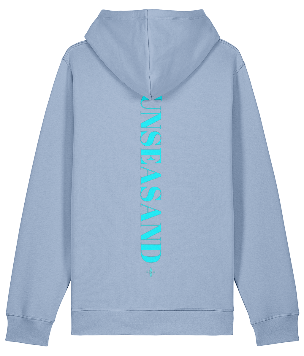 Sunseasand Embroidered Blue Logo Printed Back Hoodie