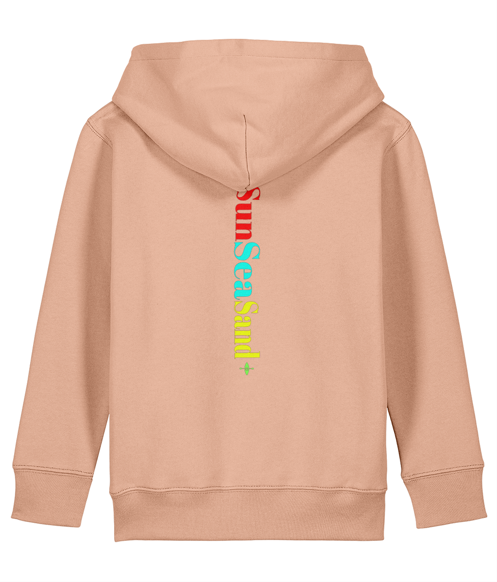 Kids Printed Back Sunseasand Pink Neon Logo Hoodie