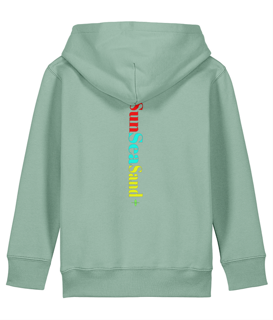 Kids Printed Back Sunseasand Green Neon Logo Hoodie