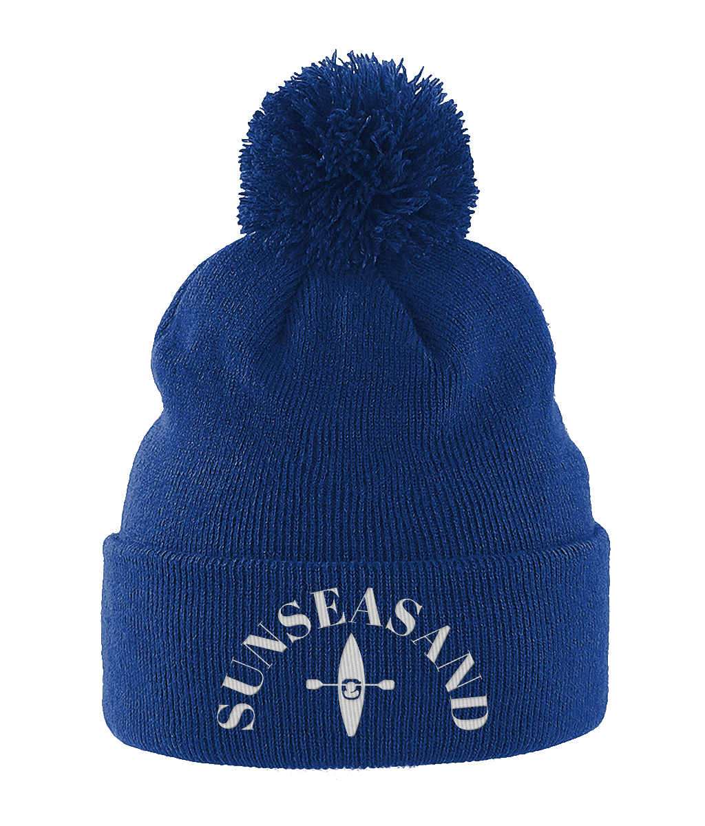 Sunseasand Pom Pom White Logo Beanie