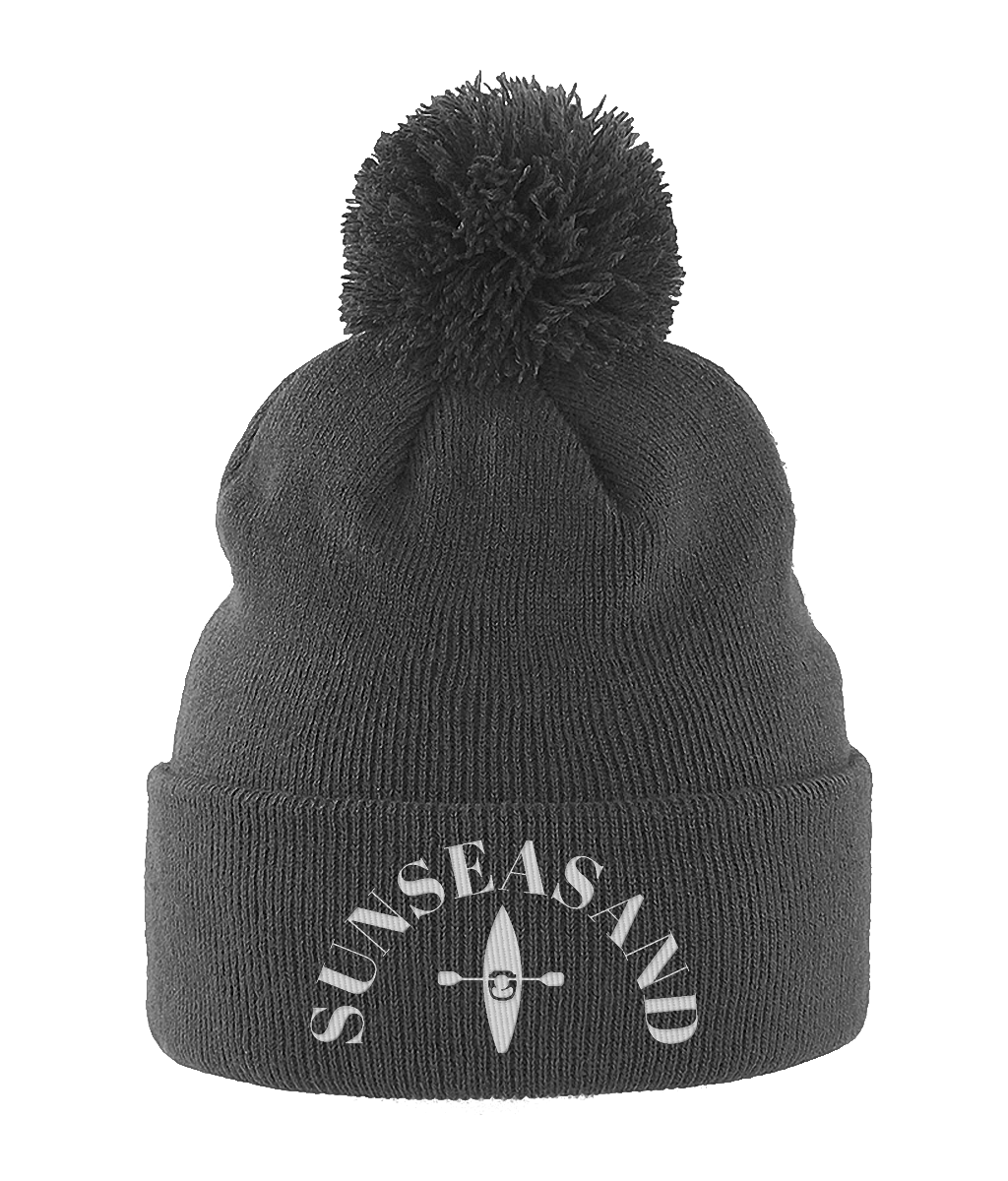 Sunseasand Pom Pom White Logo Beanie