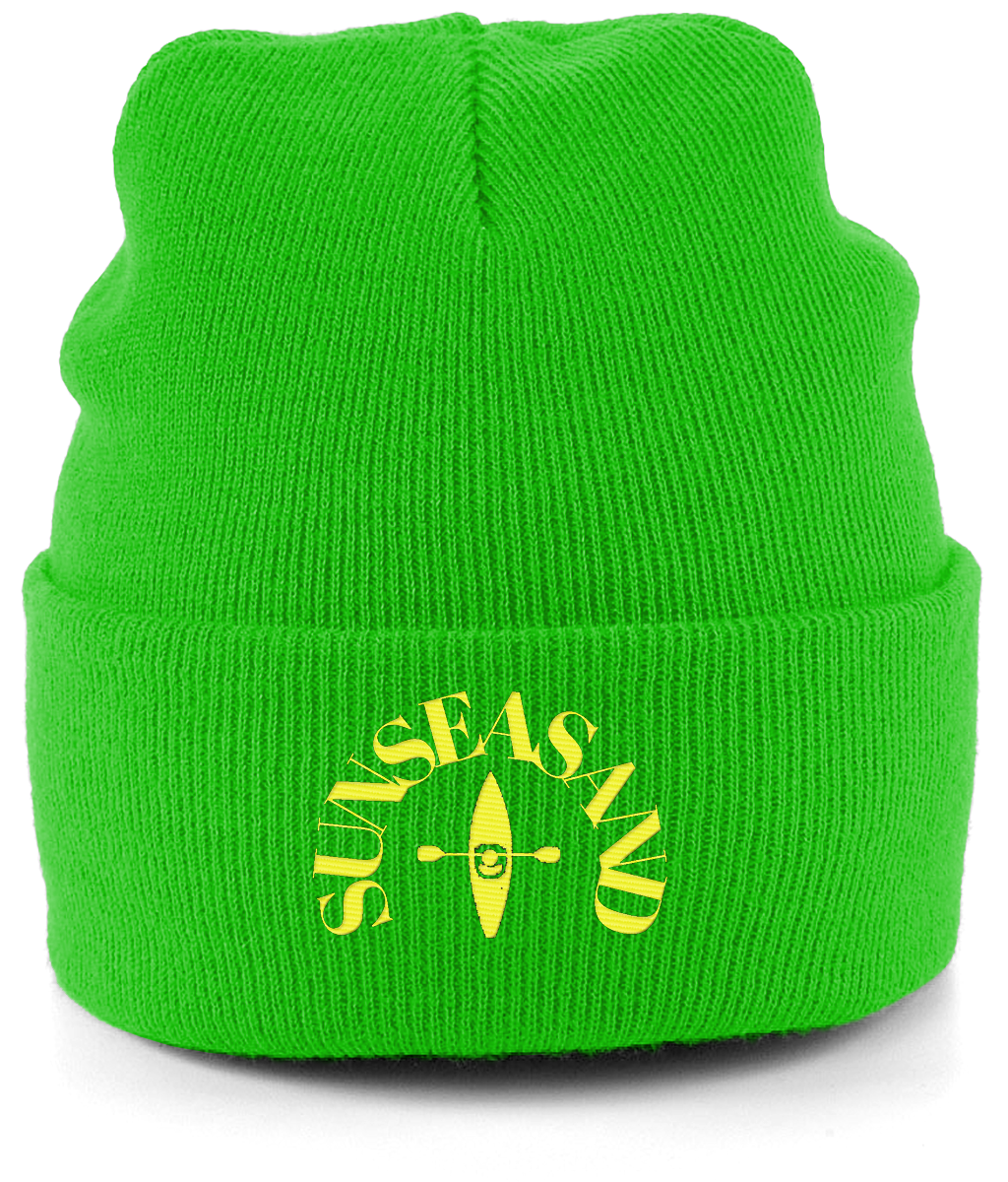 Cuffed Beanie Sunseasand Neon Yellow Logo