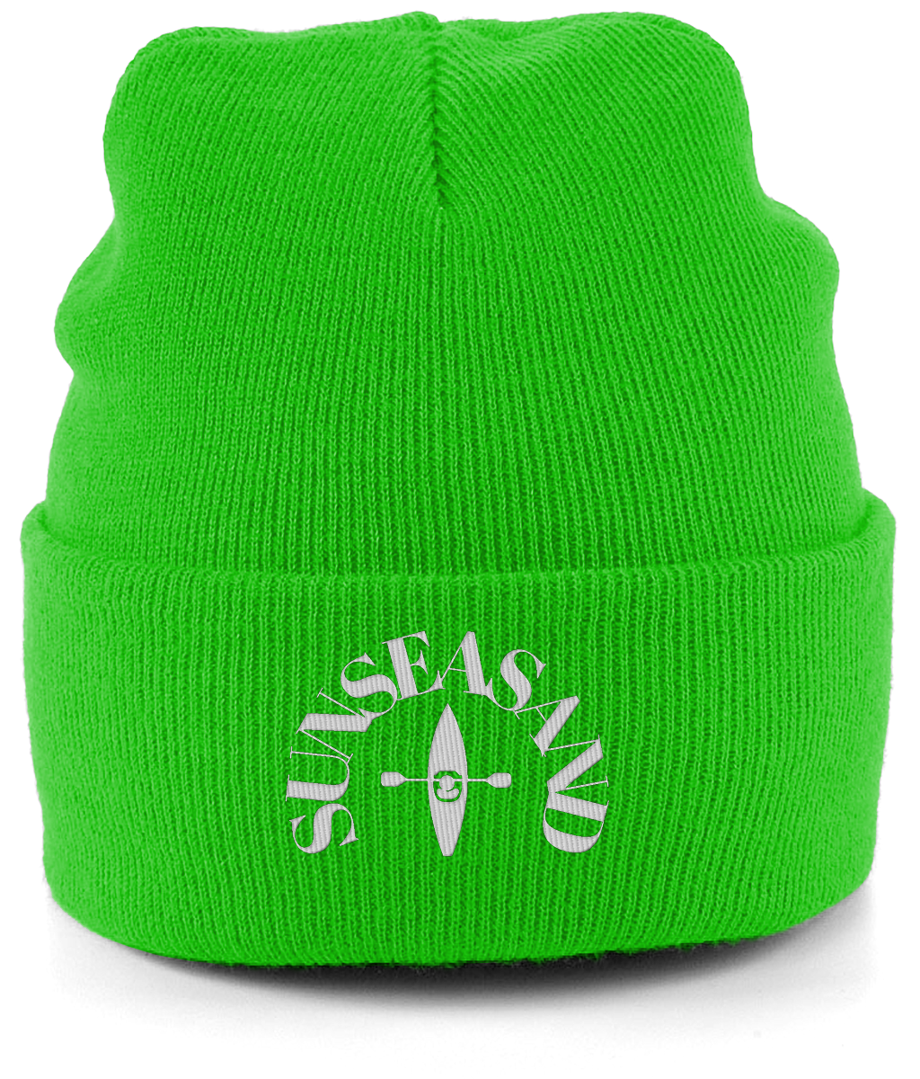 Cuffed White Logo Sunseasand Beanie