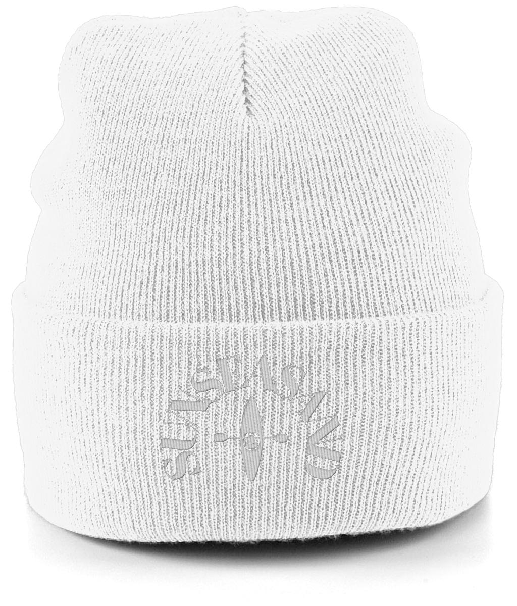 Cuffed White Logo Sunseasand Beanie