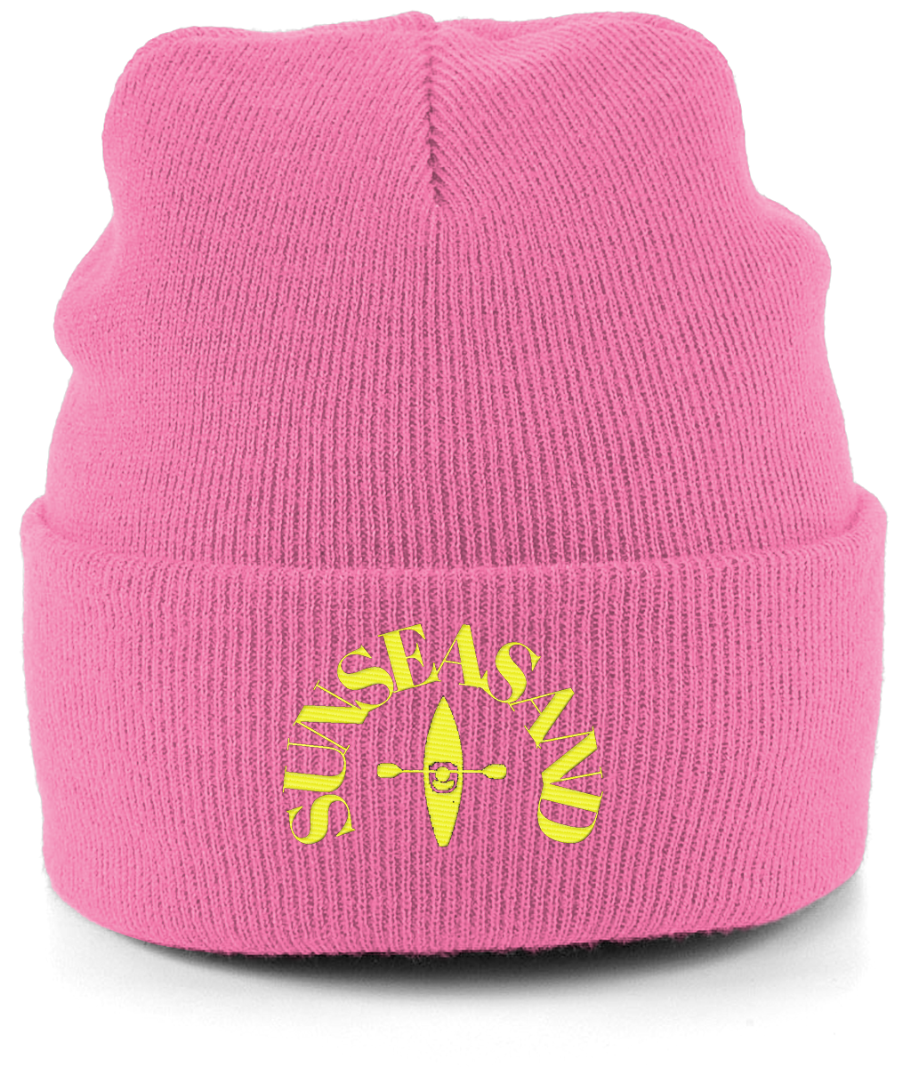 Cuffed Beanie Sunseasand Neon Yellow Logo