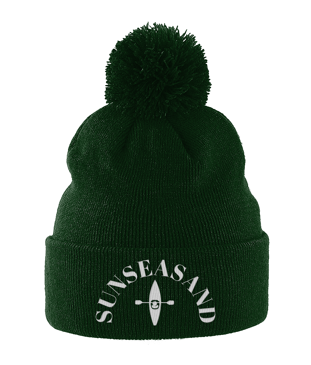 Sunseasand Pom Pom White Logo Beanie