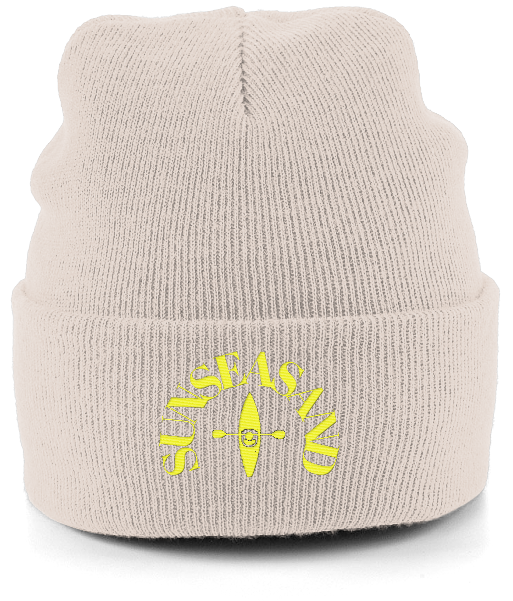 Cuffed Beanie Sunseasand Neon Yellow Logo