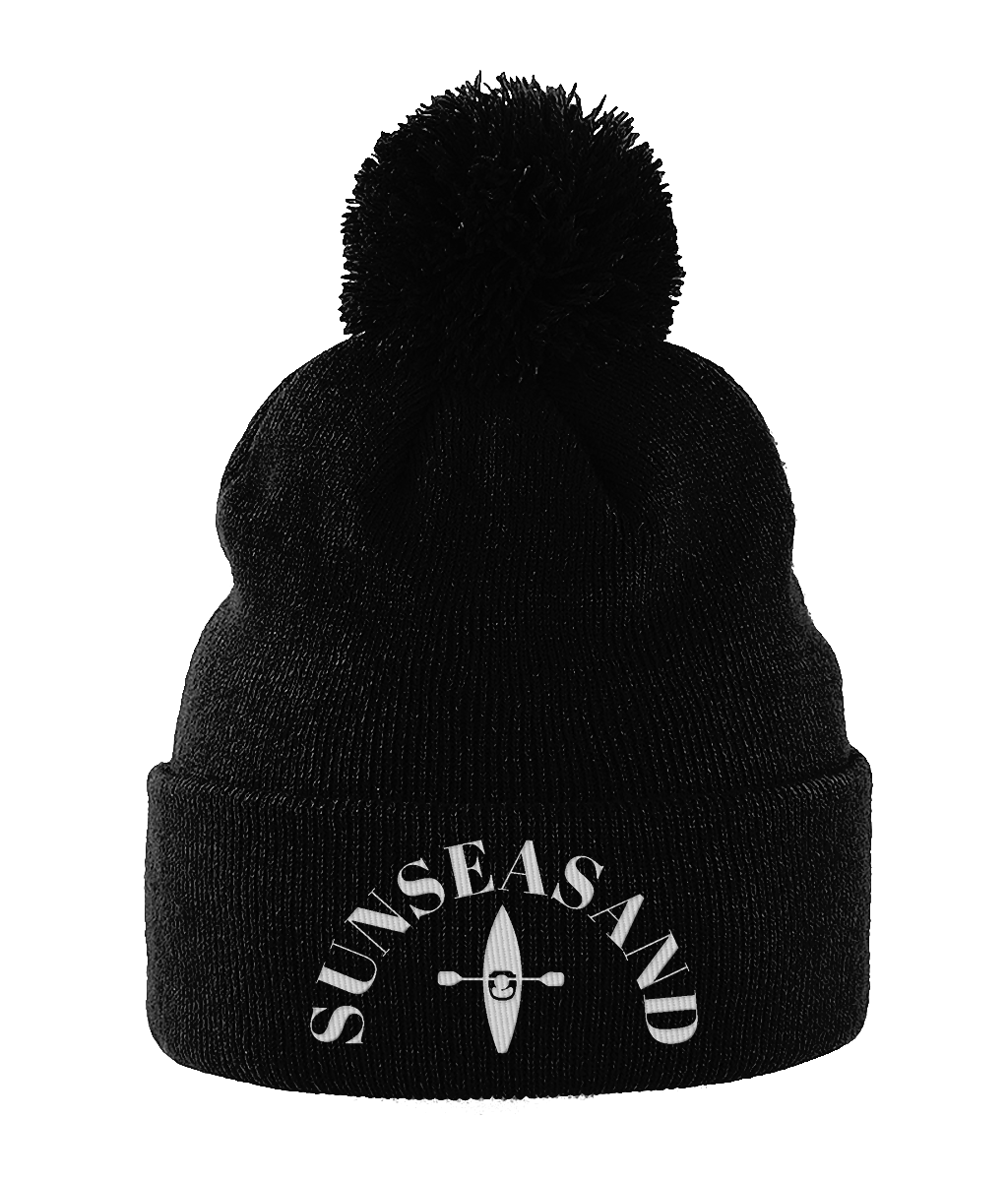 Sunseasand Pom Pom White Logo Beanie