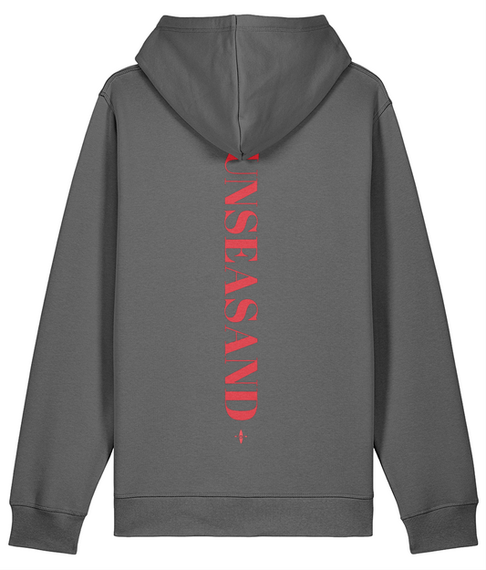 Sunseasand Embroidered Red Logo Printed Back Hoodie