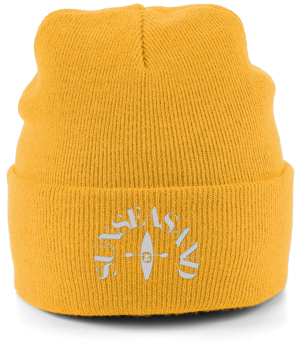 Cuffed White Logo Sunseasand Beanie