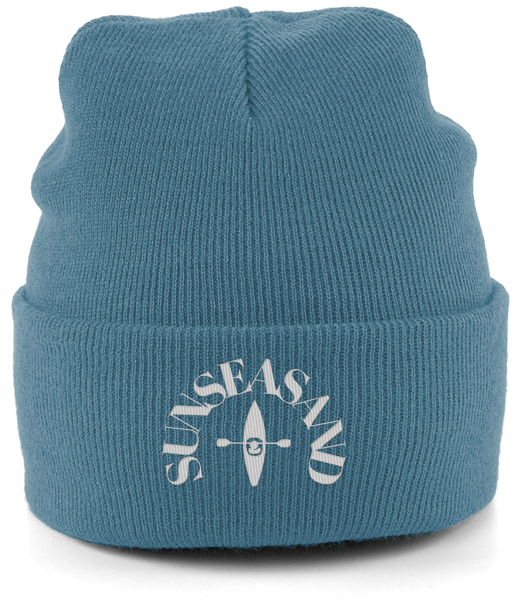 Cuffed White Logo Sunseasand Beanie