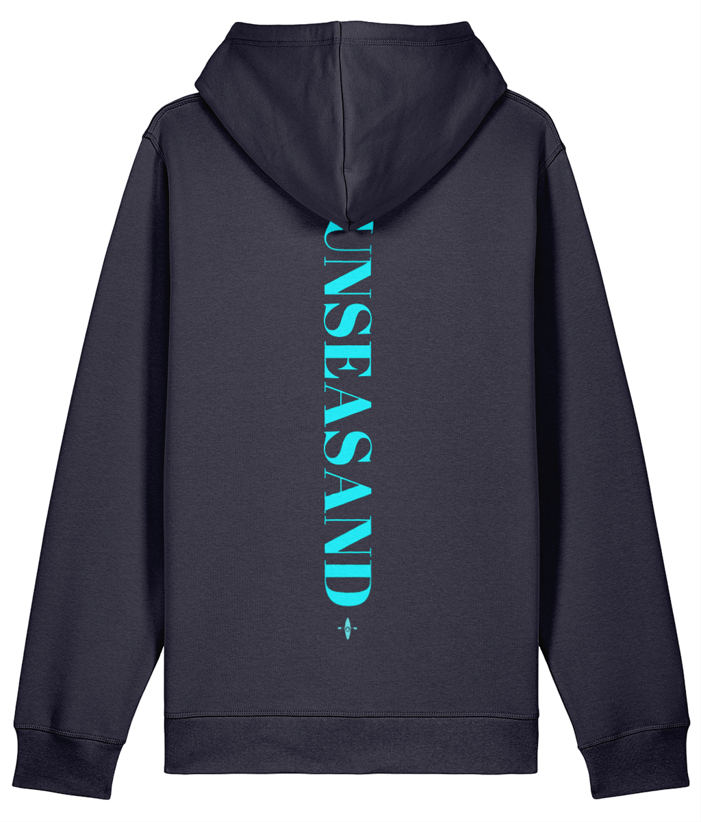 Sunseasand Embroidered Blue Logo Printed Back Hoodie