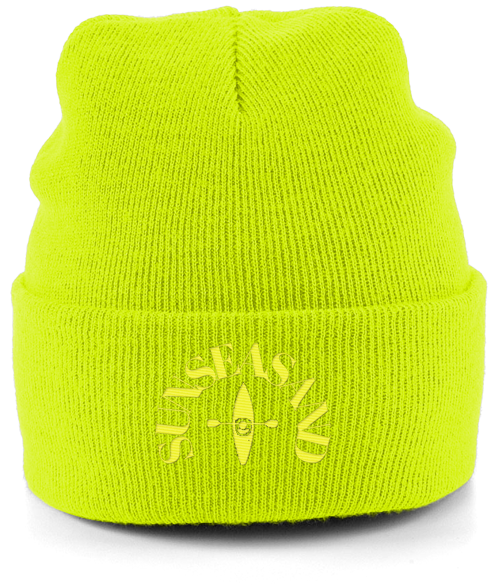 Cuffed Beanie Sunseasand Neon Yellow Logo