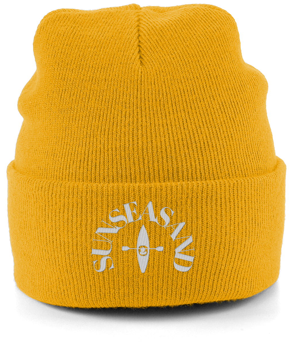 Cuffed White Logo Sunseasand Beanie