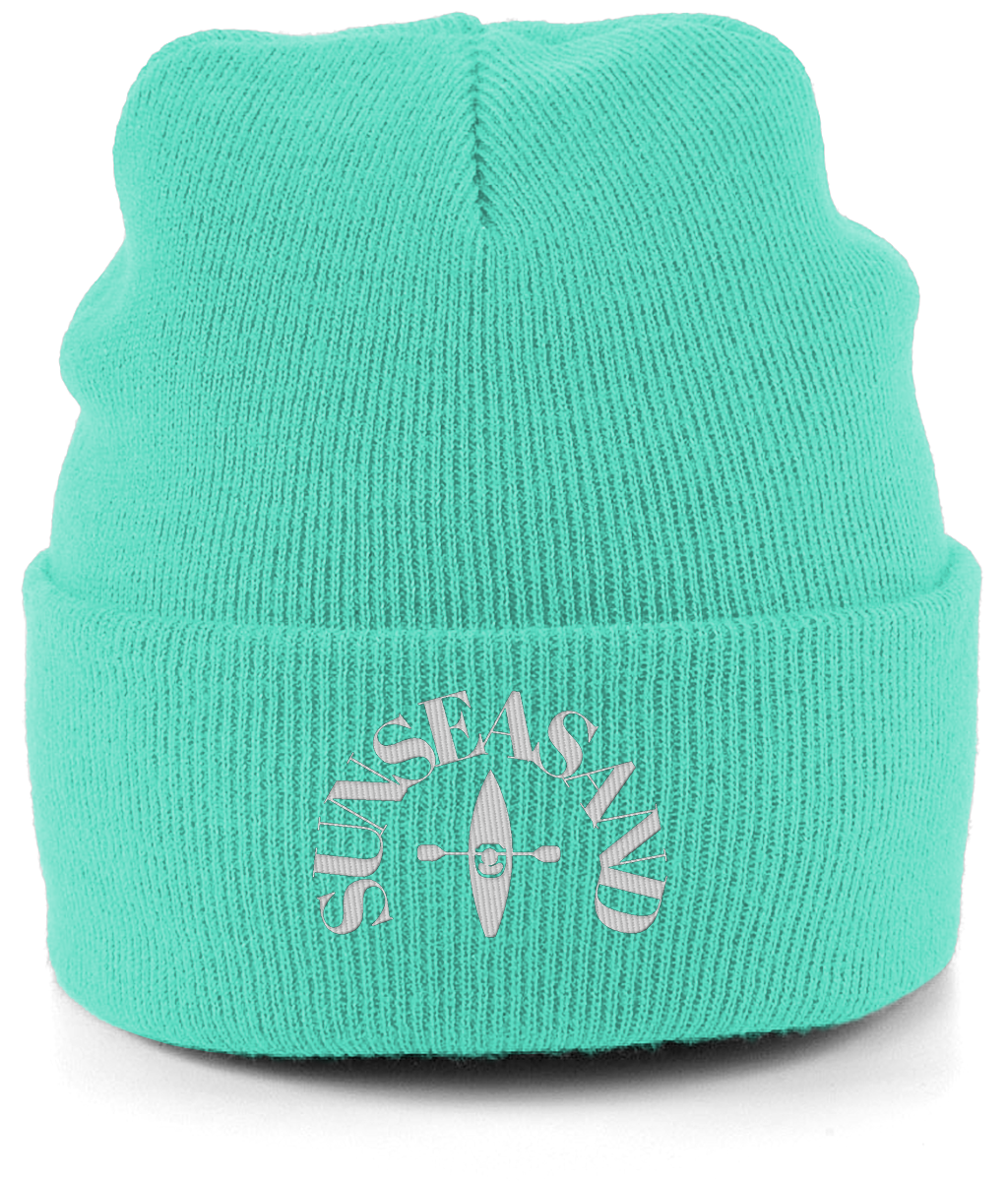 Cuffed White Logo Sunseasand Beanie