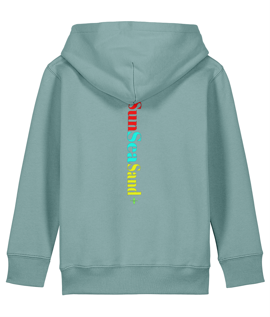 Kids Printed Back Sunseasand Green Neon Logo Hoodie