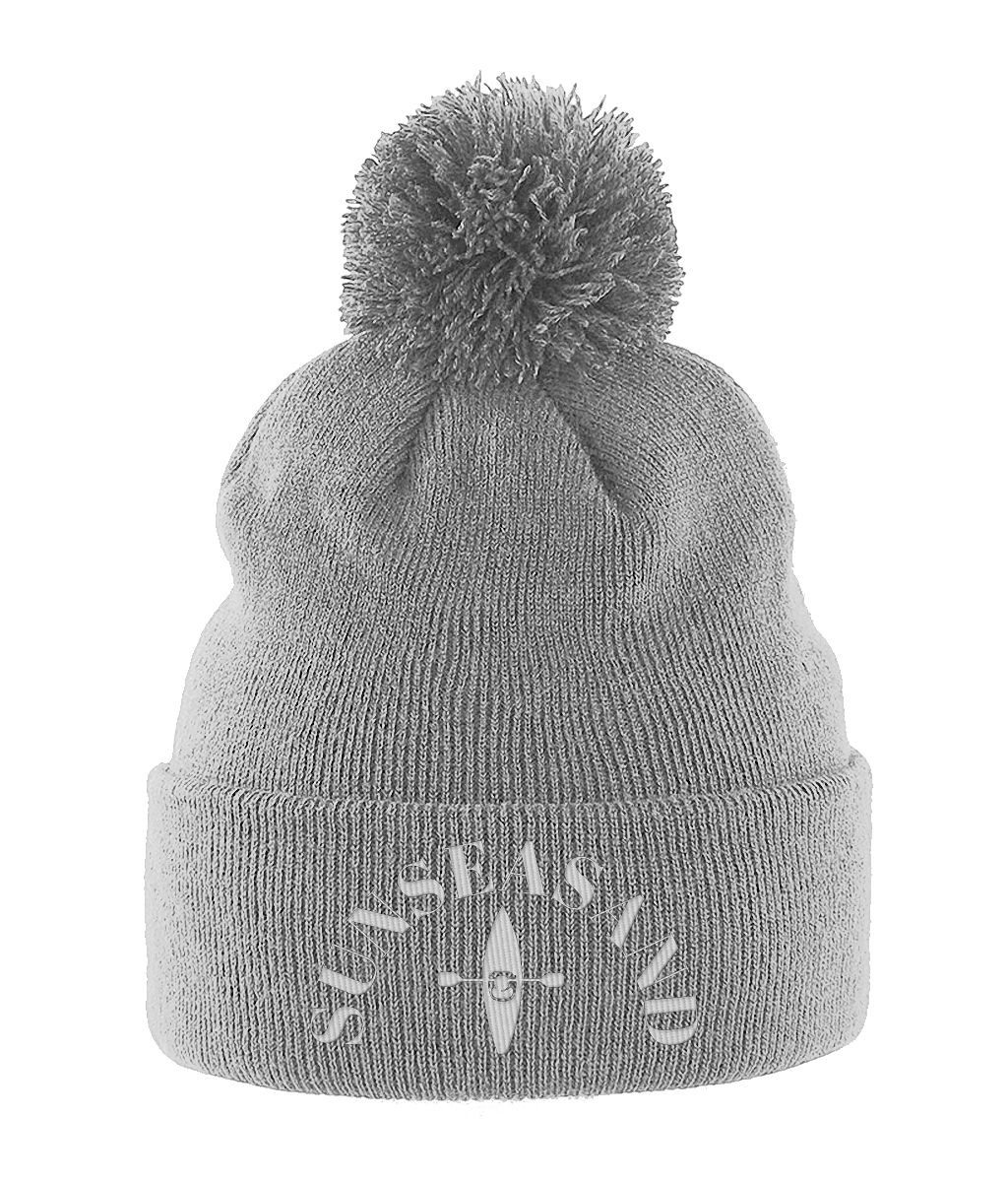 Sunseasand Pom Pom White Logo Beanie