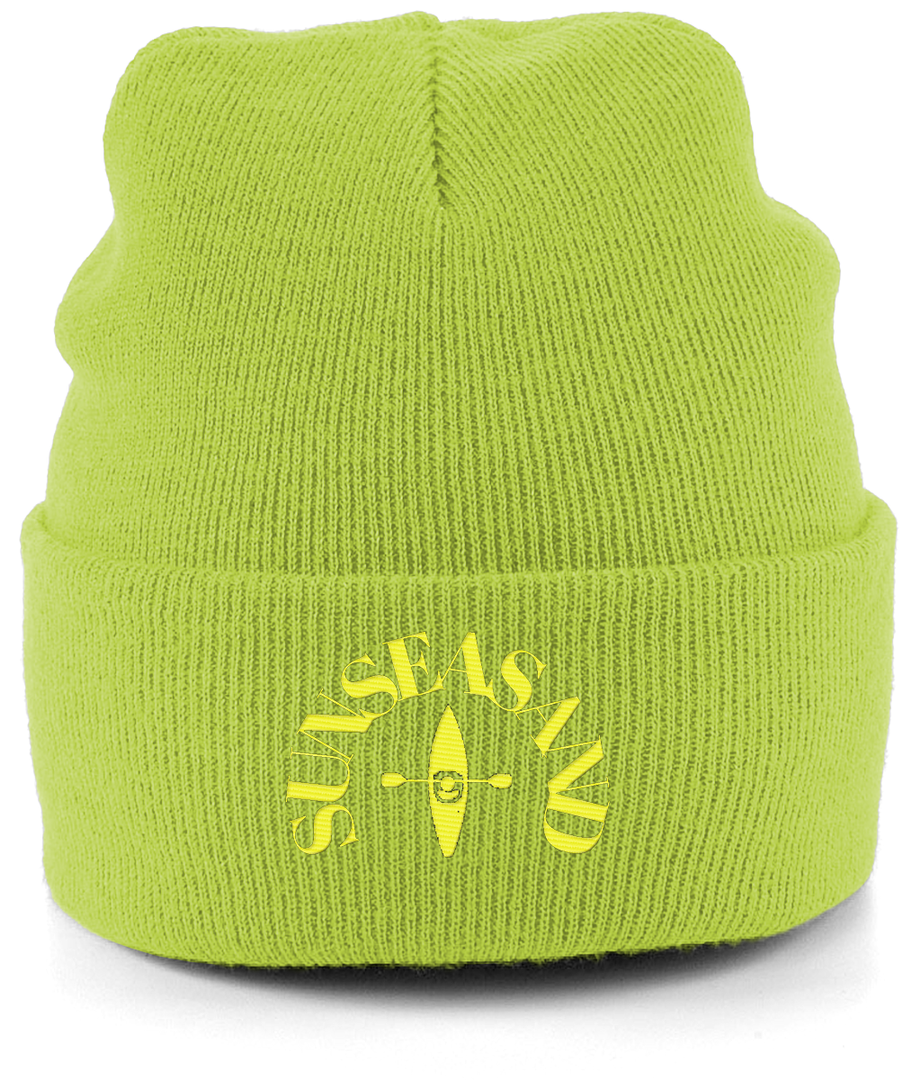 Cuffed Beanie Sunseasand Neon Yellow Logo