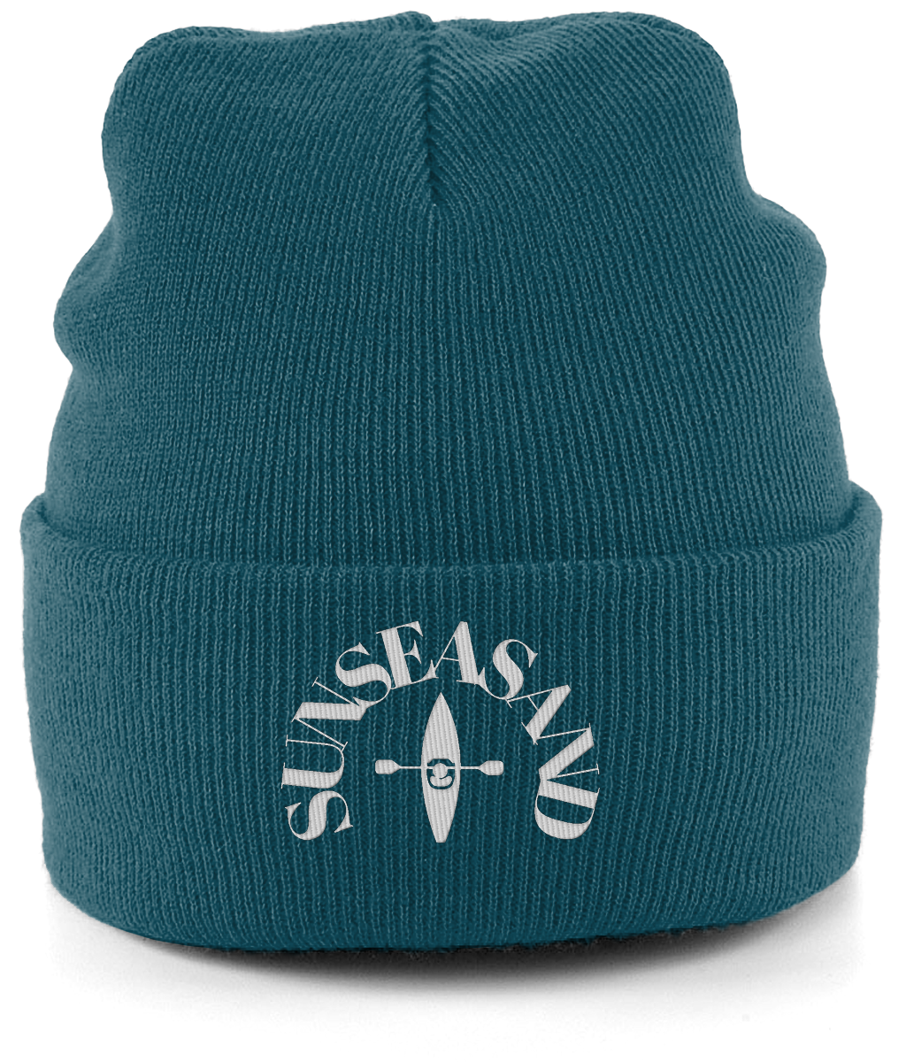 Cuffed White Logo Sunseasand Beanie