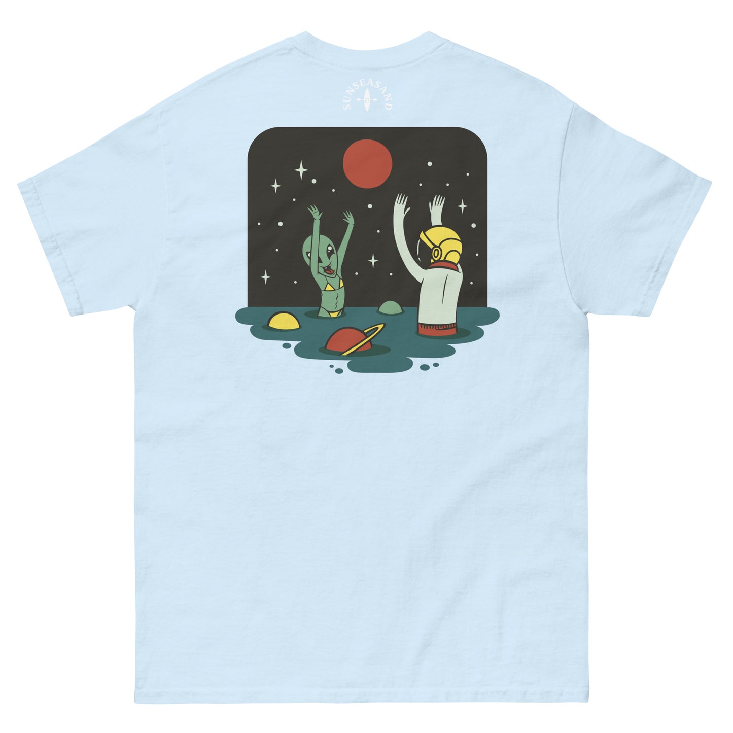 Mens Alien Beach Printed Classic Tee