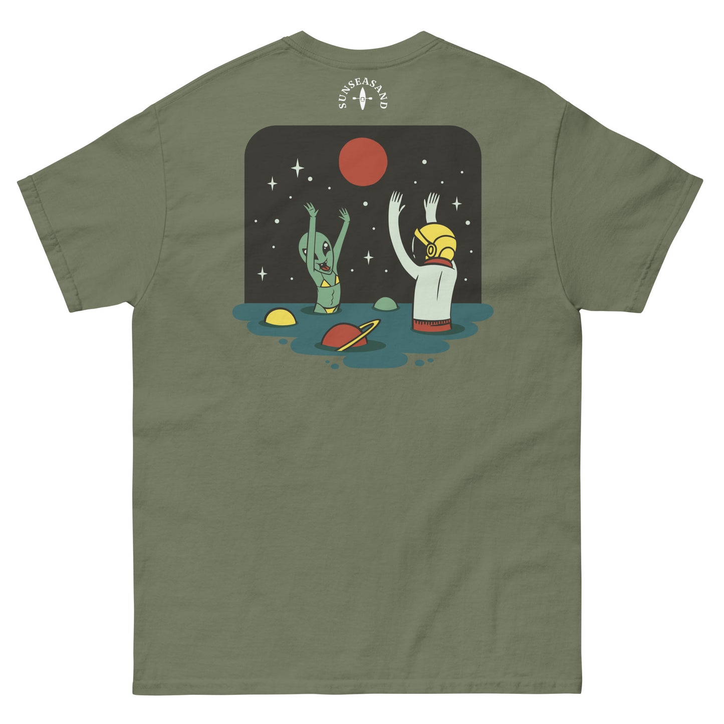 Mens Alien Beach Printed Classic Tee