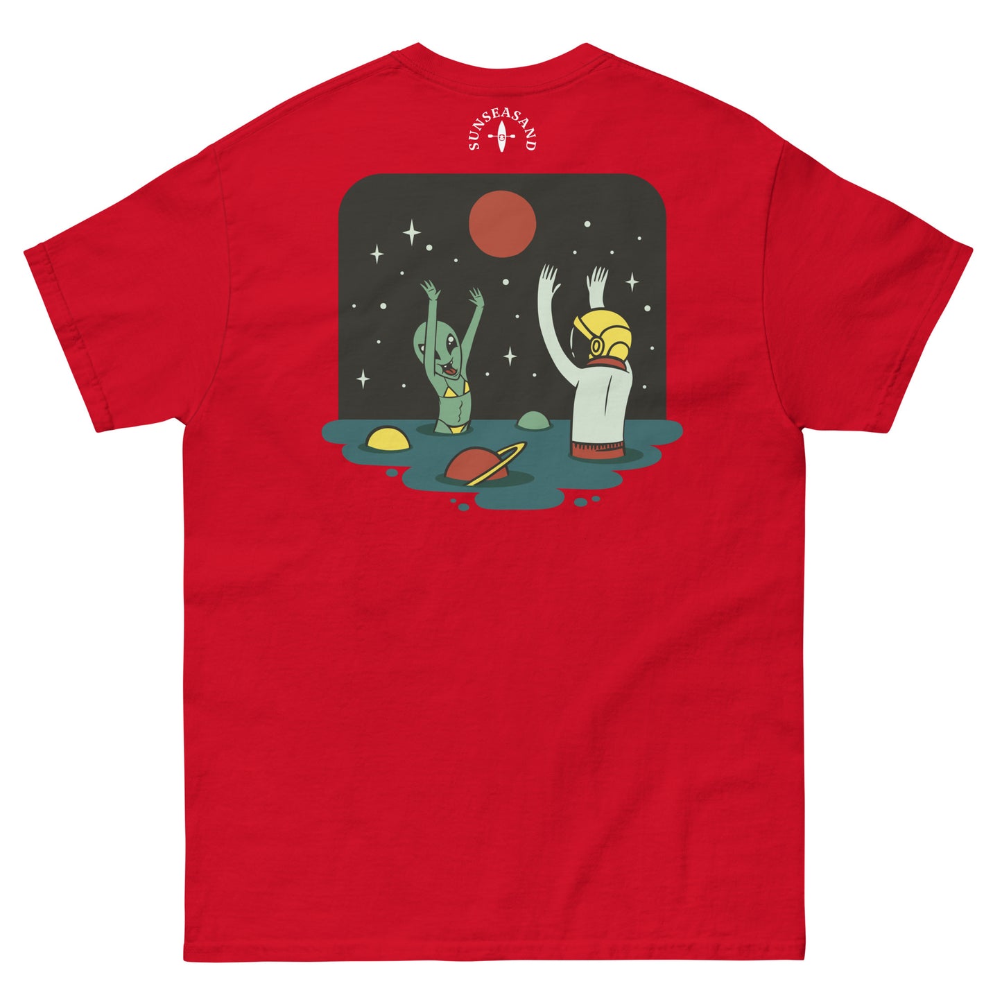 Mens Alien Beach Printed Classic Tee