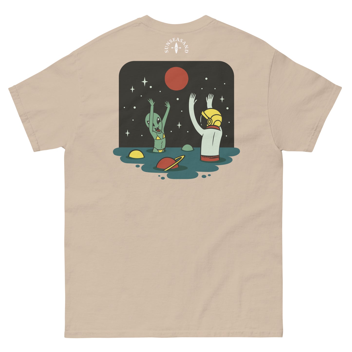 Mens Alien Beach Printed Classic Tee