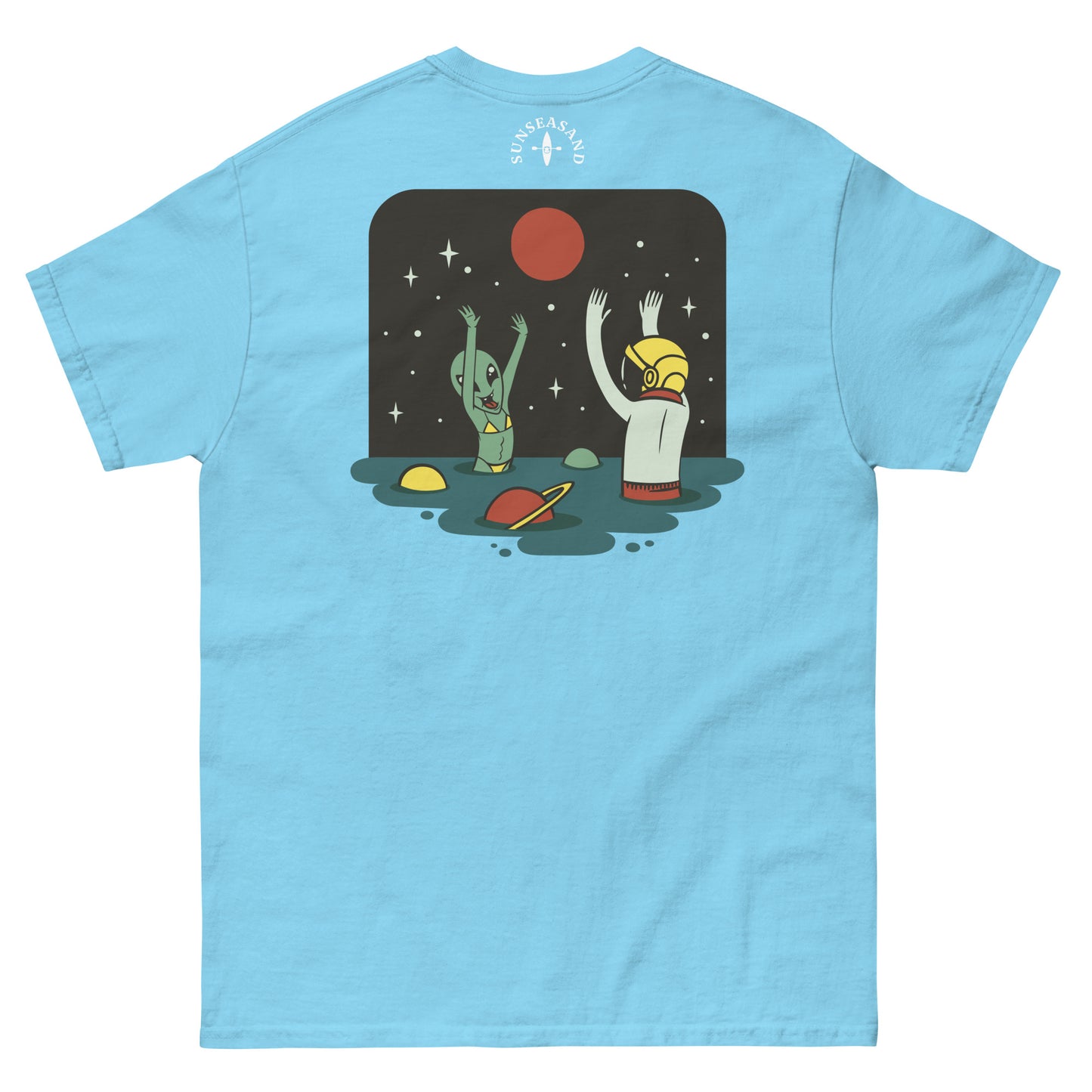 Mens Alien Beach Printed Classic Tee